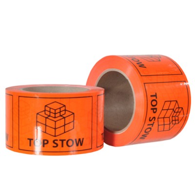 Label - Top Stow        Orange/Black 75mm x 96mm 500/Roll