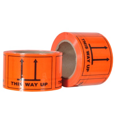 Label - This Way Up  Orange/Black 75mm x 96mm 500/Roll