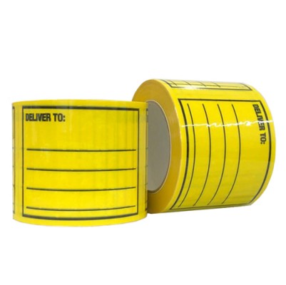 Label - Deliver To   96mm x 125mm Yellow/Black 400/Roll