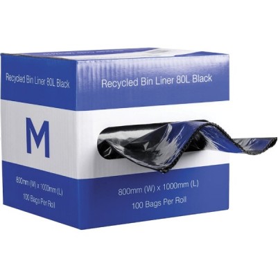 Bin Liner ( Black   80L  ) 810x1000 in Dispenser Box 100/Box