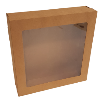 Window Box & Lid Kraft SML 225x225x60mm 10/Pack 100/Carton